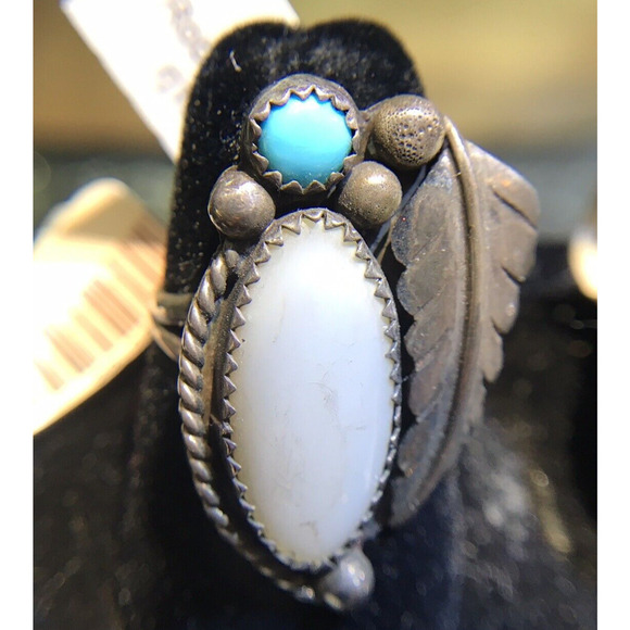 Turquoise/Quartz Ring Sz6.75 Round/Oval Silver 925 NWT (All Stones Simulated) - Picture 1 of 8